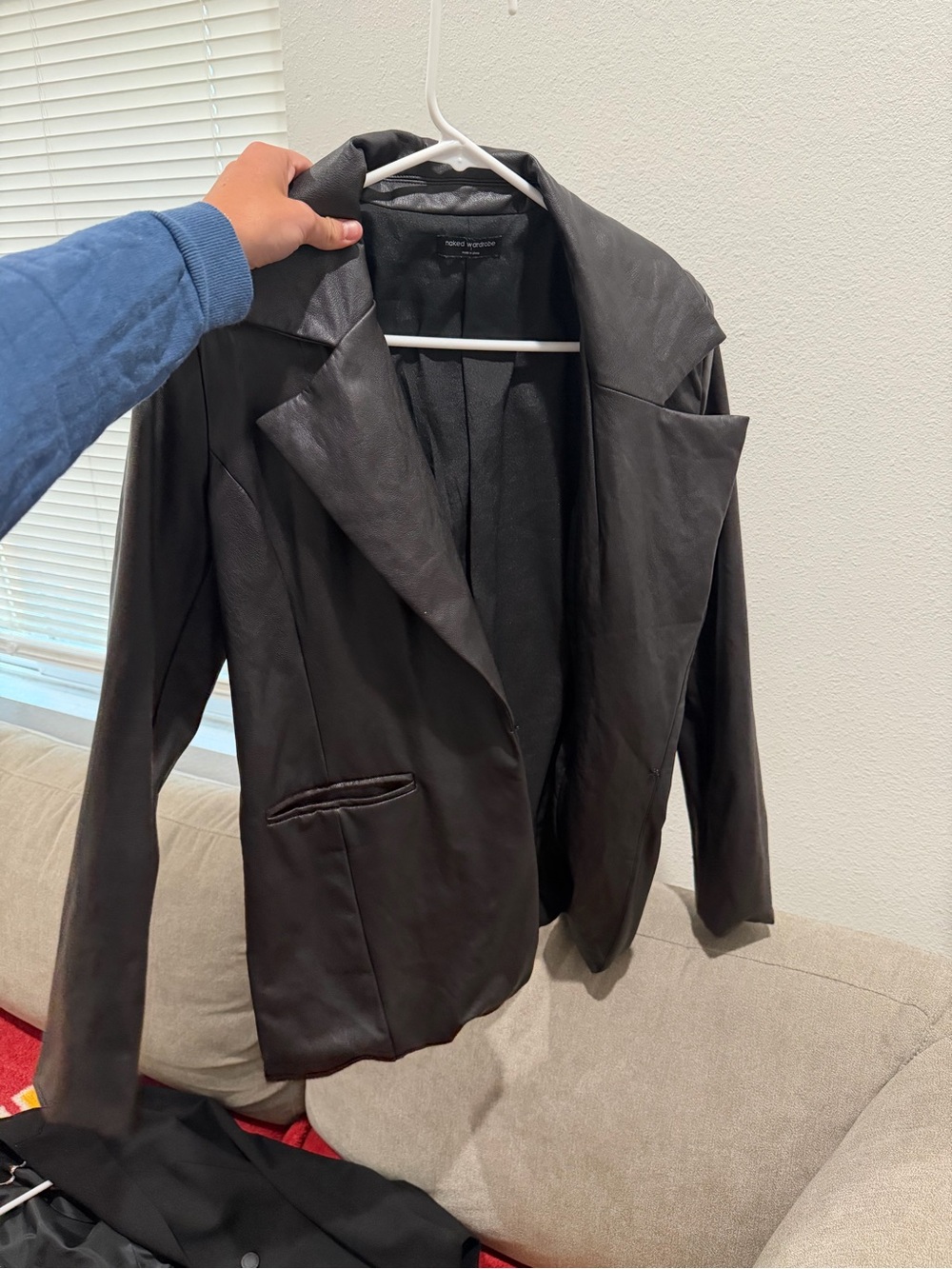 naked wardrobe Black Faux Leather Blazer